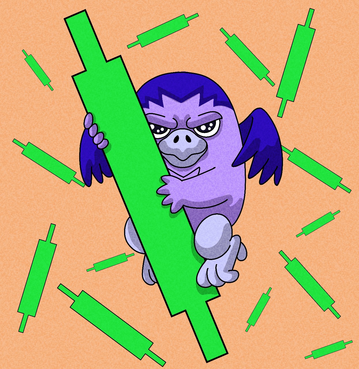 Oracle Owl riding green candles